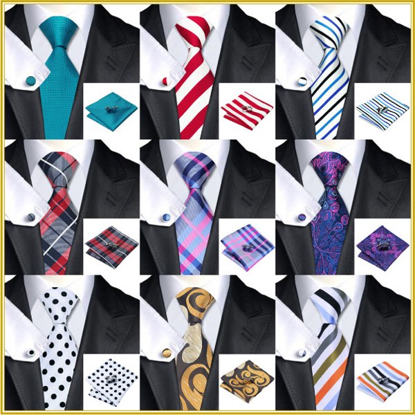 Image of 40 Style Tie hanky cufflink Sets 2015 Fashion 100% Silk Neckties Ties for mens gravata For Wedding Party Business Free Shipping