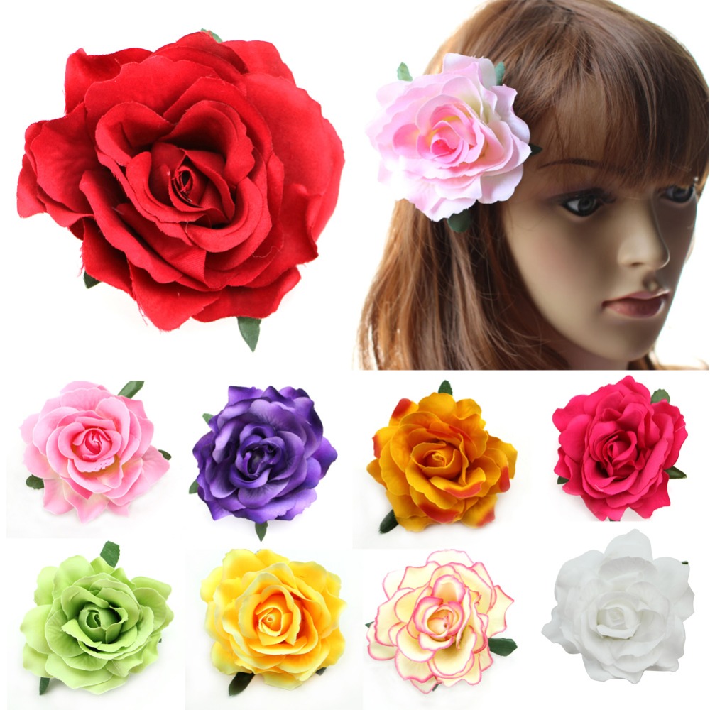 Image of Flocking Cloth Red Rose Flower Hair Clip Hairpin DIY Headdress Hair Accessories For Bridal Wedding