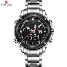 Lujo NAVIFORCE marca relojes hombres acero lleno del cuarzo reloj Digital LED Watch militar del ejército reloj deportivo para hombre relogio masculino
