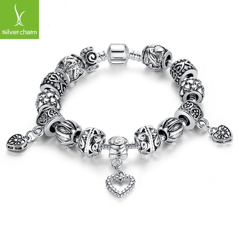 Image of Aliexpress Best Selling Luxury 925 Silver Charm Bracelet for Women Fashion DIY Beads Jewelry Original Bracelets Pulseira Gift