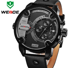 Limitada WEIDE WH3301 nuevo reloj del cuarzo de los deportes masculinos militar de gran tamaño de cuero relojes hombres marca de lujo 30 metros resistente al agua