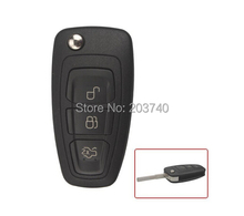 2pcs/lot New Brand New Folding Flip Remote Car Key 3 Buttons For FORD Focus Mondeo Fiesta 433MHZ WITH key blade and LOGO( Black)