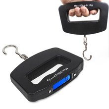Brand new Mini Digital Hand Held 50Kg*10g Fish Hook Hanging Scale Electronic Weighting Luggage Scale Blue Backlit LED Display