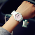 Hot Sale Jelly Silicone Rubber Candy Quartz Watch Wristwatches for Women Girls Students Pink White OP001