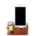 2 in 1 Vogue Charging Holder Stand Bamboo Wood Base Bracket Docking Mount for Apple Watch