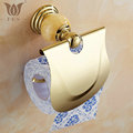 62 Jade Series Golden Polished Brass With Jade Toilet Paper Holders Bathroom Accessories Paper Shelf Toilet