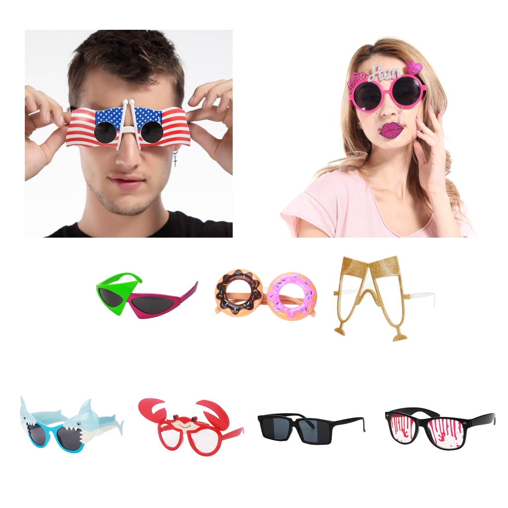 Pack of 4 Assorted Novelty Tropical Flamingo Glasses Hawaiian Beach Sunglasses