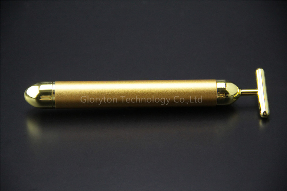 Portable golden T shape waterproof facial roller m...