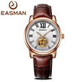 EASMAN Brand Men Watches Luxury Genuine Leather Skeleton Mechanical Automatic Rose Gold Steel Wristwatches Watches Men