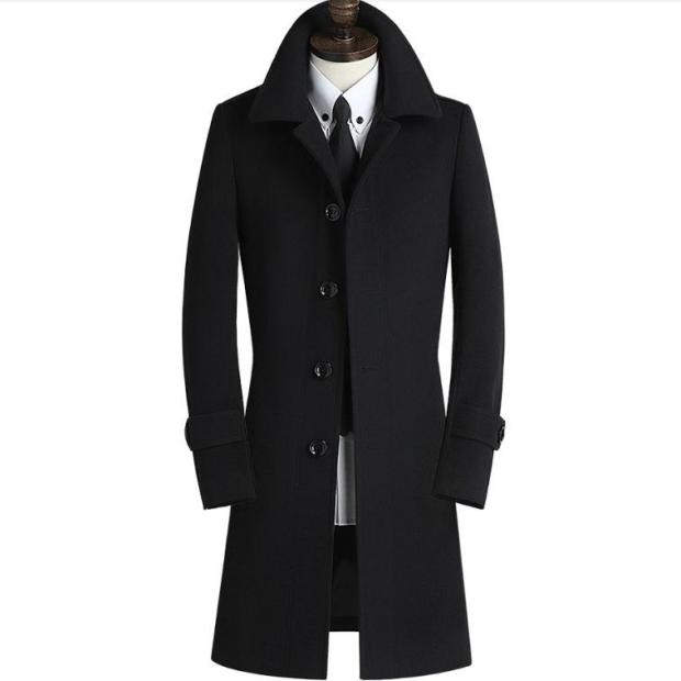 Black grey khaki design wool coat brand trench coats single breasted winter coat men imported clothing overcoat plus size 9XL