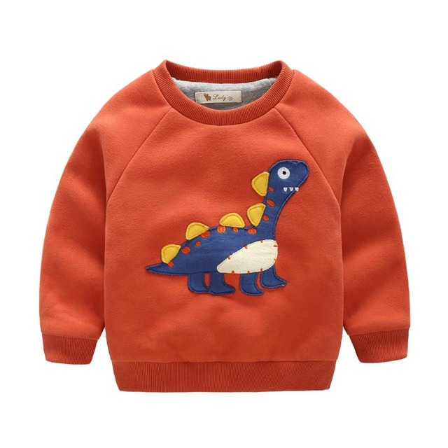 LWLY Бренд Осень Зима Мальчиков Толщиной Sweatershirts О-Образным Вырезом с длинными рукавами Мультфильм Динозавра Теплые Детская Одежда