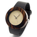 Natural Ebony Sandwood Wooden Men s Black Round Genuine Leather Watches Luxuly Women s Wristwatches as