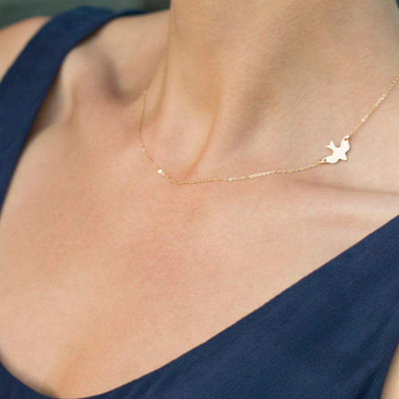 Image of Simple Layering Necklace Gold, Silver, Gold Delicate Gold bird Necklace / Dove Necklace XL238