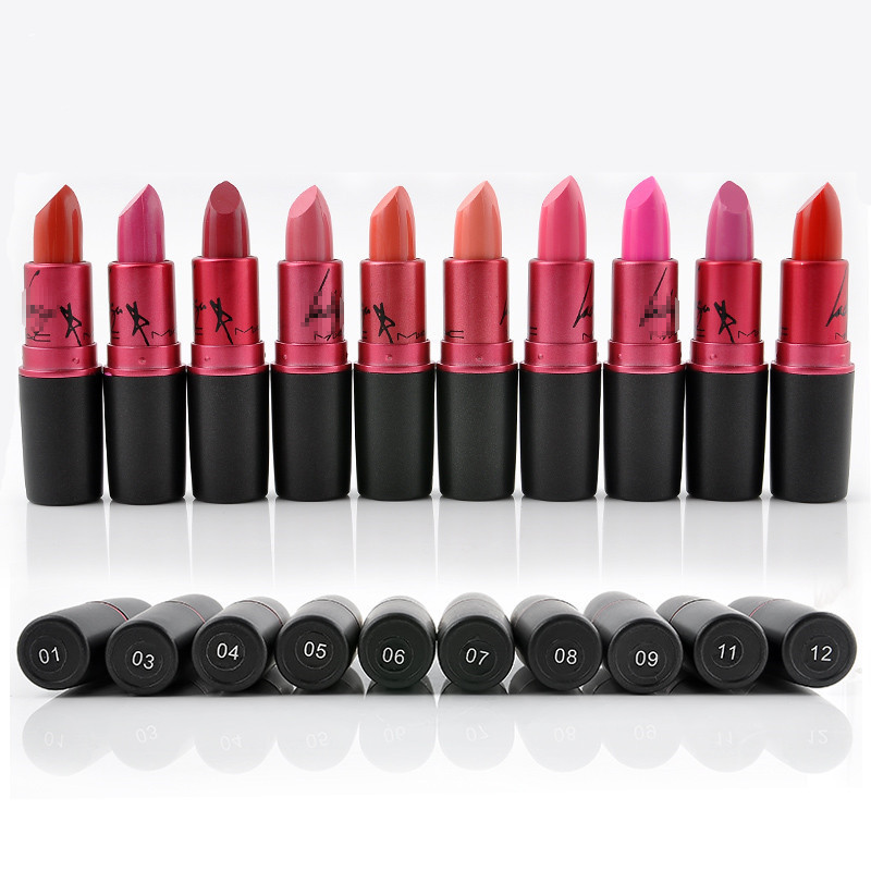 New 2015 HOT Brand Cosmetics Makeup Lipstick Candy Yum Yum Lady danger 12 Sexy Color Cosmetics