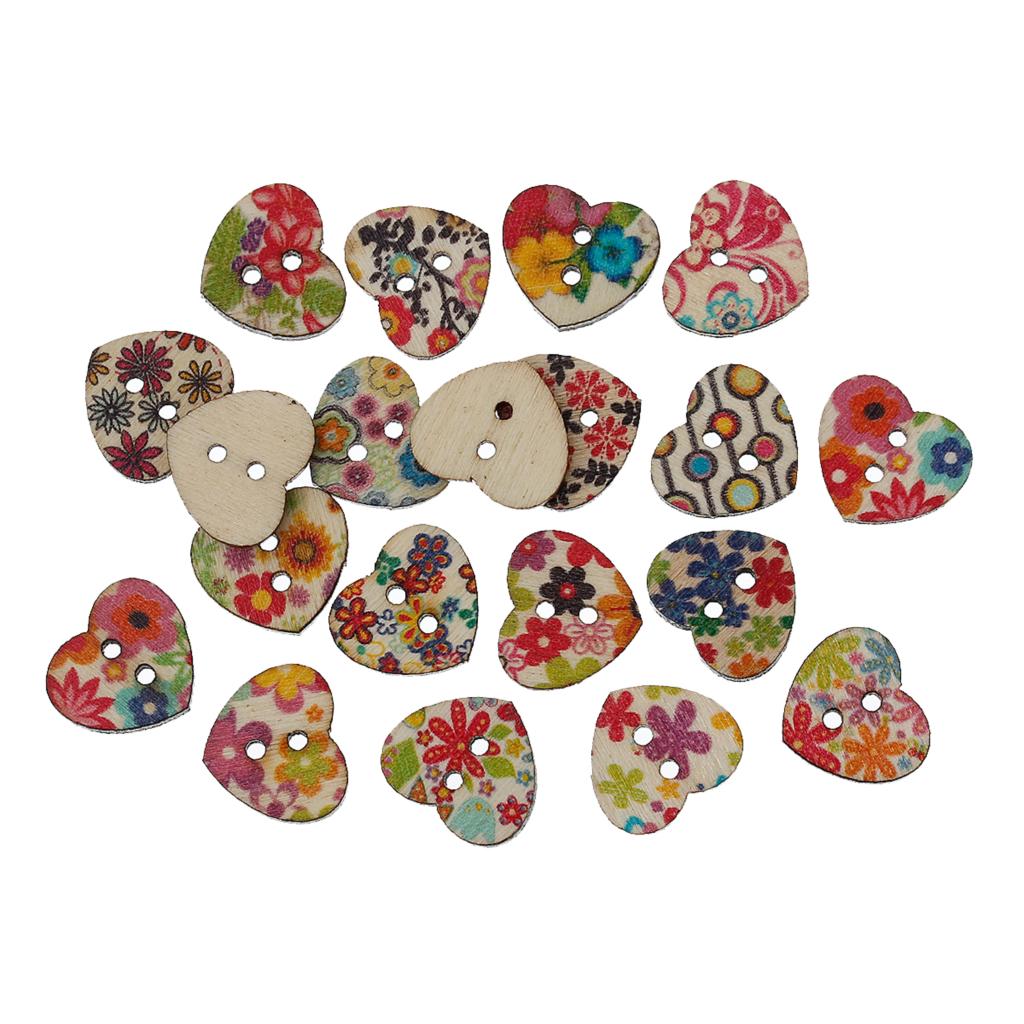 Image of Wood Sewing Button Scrapbooking Heart Mixed 2 Holes Flower Pattern 15.0mm( 5/8")x 13.0mm( 4/8"),10 PCs 2015 new