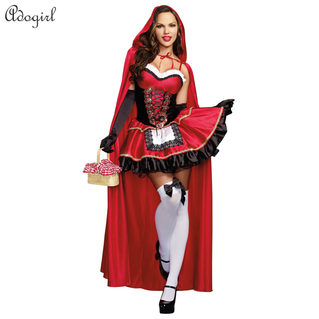 Halloween Costume Women Little Red Riding Hood Nightclub Queen Cosplay Stage Performance dresses costume Easter carnival Day