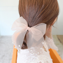0231 Factory sale 2pcs/lot beauty lace bow hair ties for women big bow cloth hair bands