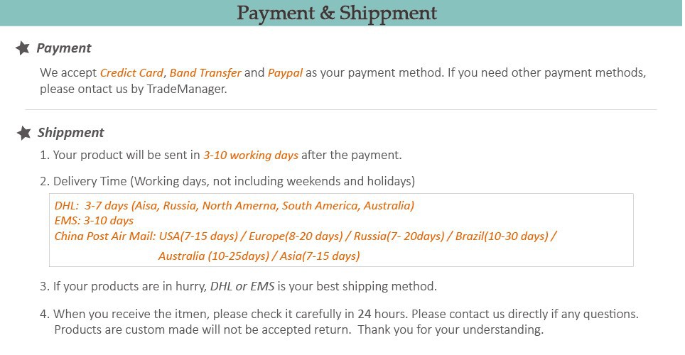 PAYMENT&SHIPPMENT