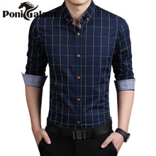 Brand Clothing Men Shirt Full Sleeve Cotton Turn-Down Collar Plaid Chemise Homme Camisa Masculina Burderry Fashion Casual Shirt