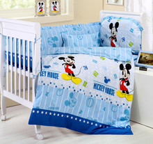 Promotion! 10PCS Mickey Mouse baby girls bedding sets cot quilt bed sheet baby care (bumpers+matress+pillow+duvet)