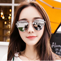 2017 New Fashion Women 6 Colours Luxury Flat Top Cat Eye Sunglasses Women uv400 Twin Beam