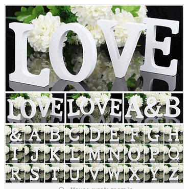 Image of 8 cm pure white Digital number and wood letters home decoration carving wooden letter