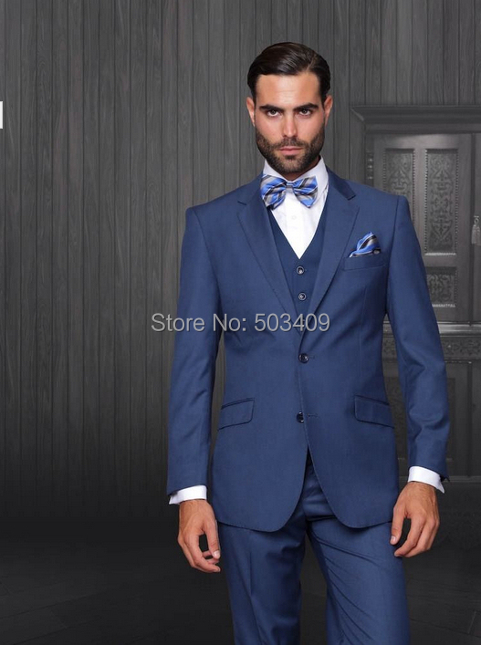 2017 Hot Sales Man Indigo Blue Suit Men'S Suits Three Piece Men