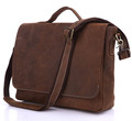 Nesitu Vintage Brown 100 Genuine Leather Thick Crazy Horse Leather Men Messenger Bags Briefcase 14 Laptop