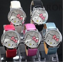 Promotion 1 Pcs Hello Kitty Watch Children Girls Woman Dress Fashion Quartz Wrist Watch, 5 Colors Available
