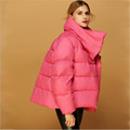Euopean 2016 New Winter Women Stand Collar Down Jacket Bread Asymmetrical Down Coat Parka Loose Thicken