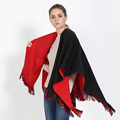 New tassel Pashmina scarf Retro solid fringed thick imitation cashmere shawl hooded cloak Cozy Blanket Double