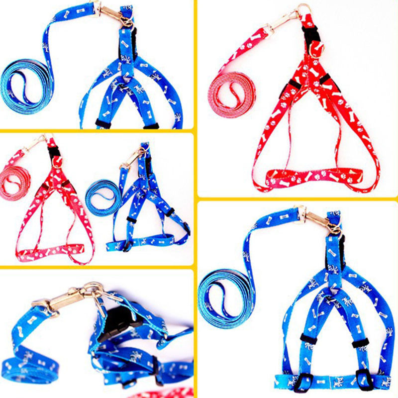 Image of New Small Dog Pet Puppy Cat Adjustable Nylon Harness with Lead leash 5 Colors