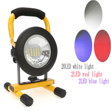 IP65 30W Floodlights Rechargeable 24 LED Flood Light Lamp Red/White/Blue Light for Outdoor Camping Work Light with Charger