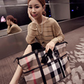 2016 early summer new bag plaid bag ladies handbag canvas bag large capacity portable diagonal shoulder