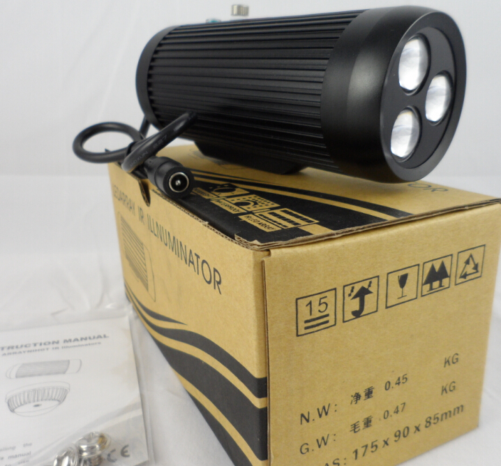 3800mw 850nm Invisible IR LED Array Illuminator Lighting For Manual Zoom Camera, 15-90m Angle 10-70degree Manual Adjustment