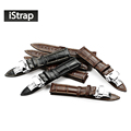 iStrap Italian Calf Leather Watch Band Strap Soft Hand Stitched S S Butterfly Clasp Bracelet 18mm