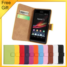 2014 New Luxury Wallet Leather Flip Case For Sony Xperia L S36H C2104 C2105 Mobile Phone Bags With Card Holder&Stand