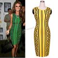 2015 New summer Elegant Ladies Bodycon Dresses Print Pencil Sleeveless Bandage Evning Women Dress S M