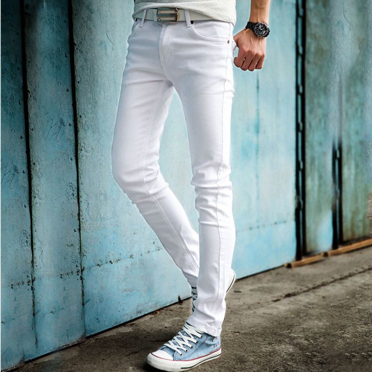 Mens White Stretch Jeans - Jon Jean
