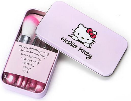 New Hello Kitty 7 Pcs Mini Makeup brush Set cosmetics kit de pinceis de maquiagem make up brush Kit 