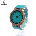 BOBOBIRD C28 Mens Luxury Watches Blue Face Zebra Wooden Watche With Leather Band Quartz Watch As