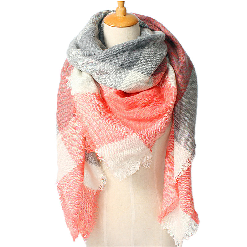 Za Christmas Scarf Winter Brand Neck Warmer Houndstooth Cashmere font b Tartan b font Plaid Double