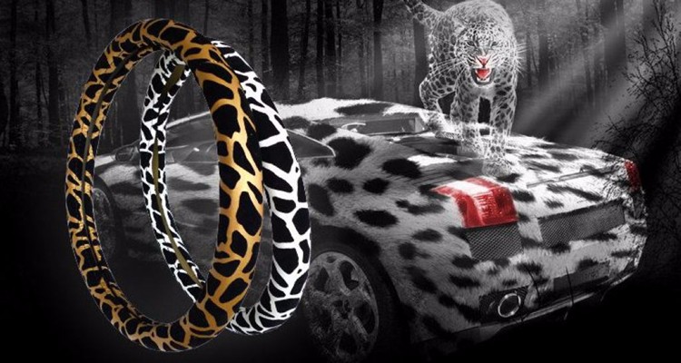 Golden Black Fashion Leopard PU Leather Car Steering Wheels Cover Anti-slip 38CM 15 (16)