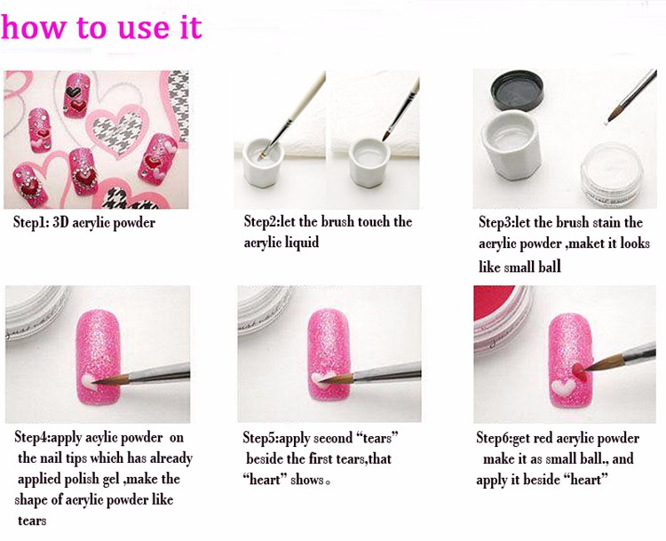 Description Picture 2 of itemFengshangmei 5 Colors Nail Art Acrylic Powder Liquid For Crystal Nail Manicure Colored Sculpture Powder