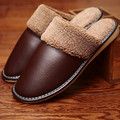 Genuine Leather Couple s Winter Indoor Slippers Warm and Comfortable Anti Slip Home fur Shoes for