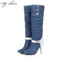 Soft PU Leather Black Sexy Fashion Women Winter Knee High Boots,2014 N