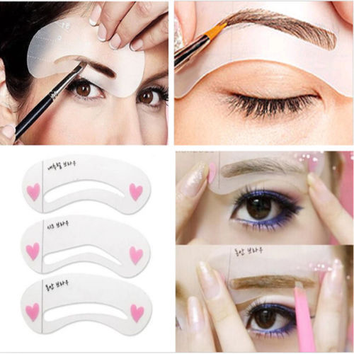 Image of 3 Styles Grooming Brow Painted Model Stencil Kit Shaping DIY Beauty Eyebrow Stencil Make Up Eyebrows Styling Tool