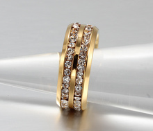 fashion austrian crystal rings for women 18k gold plated stainless steel wedding cocktail accessories