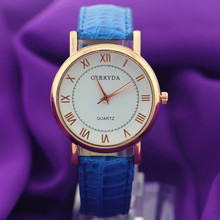 Free shipping!Gerryda new fashion woman laldy watches,PVC leather band,gold round alloy case,simple dial,quartz movement