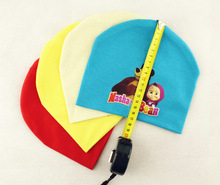 New Cotton Baby Hats Candy Color Boys Girls Caps masha and bear Infantil Children Warm Knitted